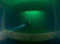 Inside the cargo room of the wreck 