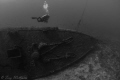 Diver heading for the ascent line on the USS Emmons @ 120ft.