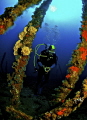 Walking in the Malakof. My son Marc this summer in the Malakof wreck