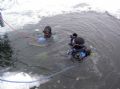 Poland, Kierskie lake; ice width: 20cm; temp. outside: -7 Celsius degrees;